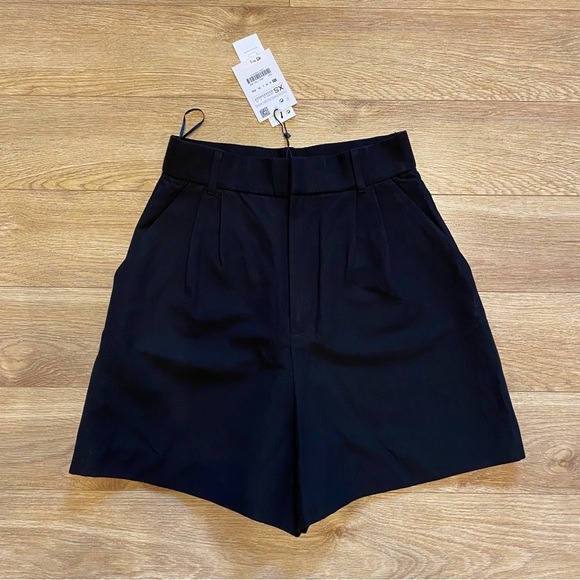 NWT Zara Linen Blend Black Shorts size XS - Picture 1 of 10